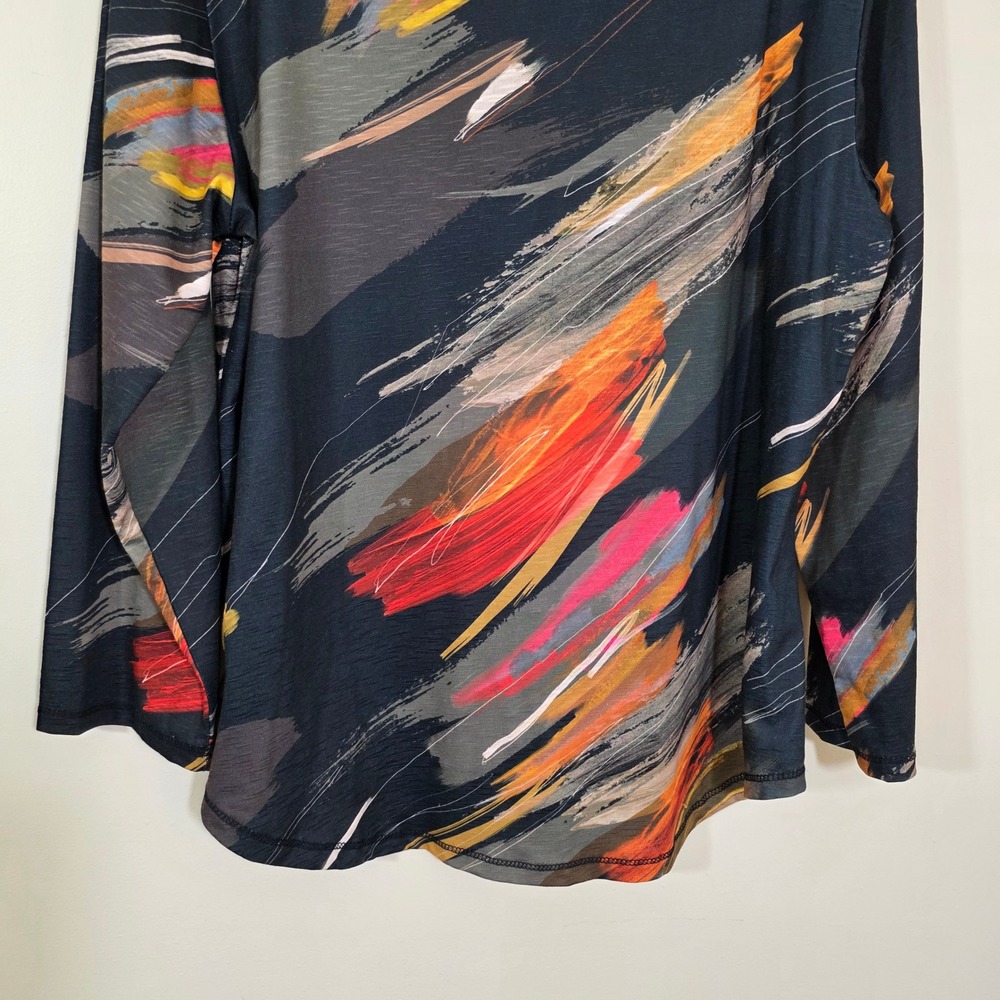 Jess & Jane Womens Top Abstract Brushstroke colorful Print Long Sleeve Large - Picture 9 of 9